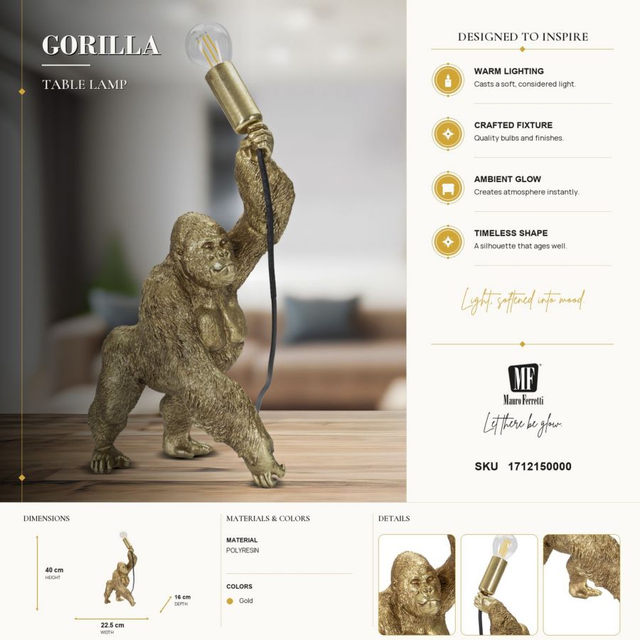 Mauro Ferretti Lampada Gorilla 22,5 x 16 x 40 cm