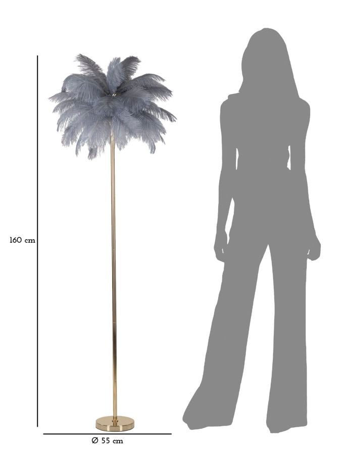 Lampada da terra palm grigia cm ø 55x160
