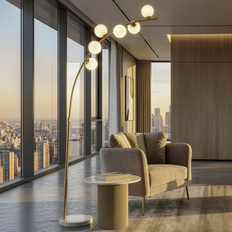 Mauro Ferretti Lampada da Terra Glamy Arc 6 Luci 130 x 45 x 220-246 cm