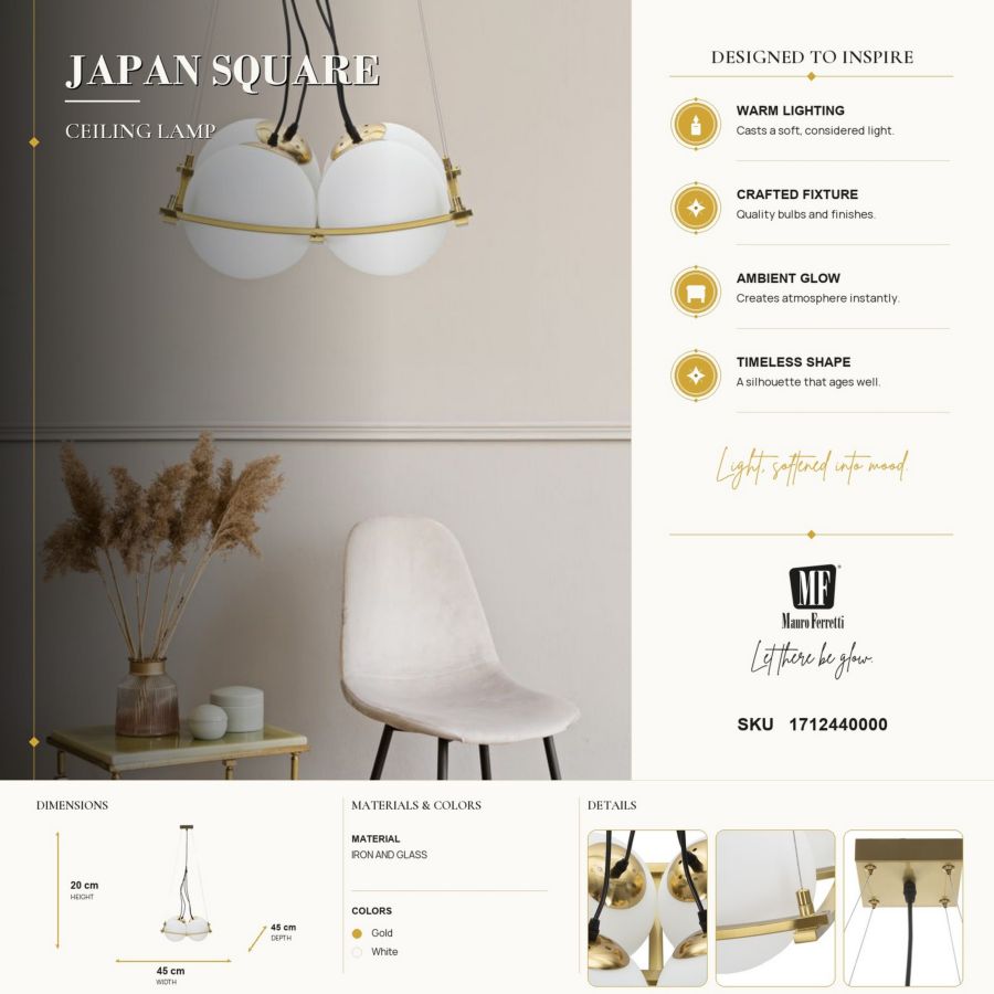 Mauro Ferretti Lampadario Japan Square 45 x 45 x 95 cm