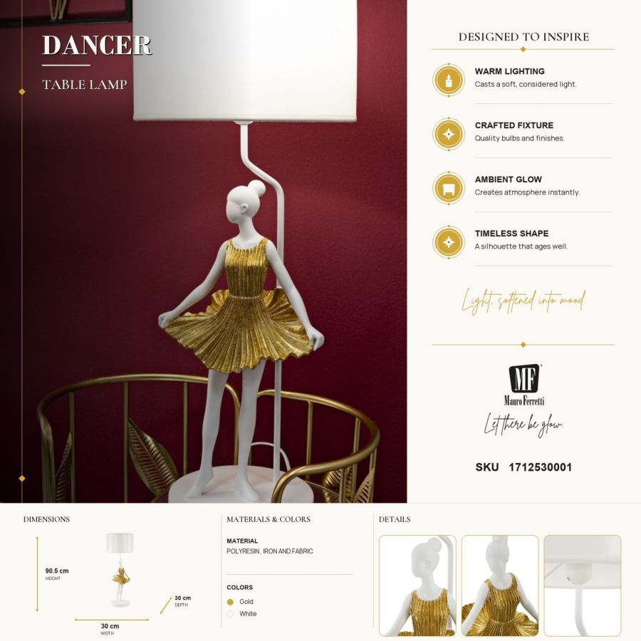 Mauro Ferretti Lampada da Tavolo Ballerina Ø 30 x 90,5 cm