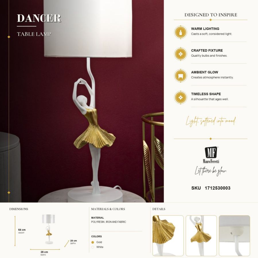 Mauro Ferretti Lampada da Tavolo Ballerina Ø 28 x 64 cm