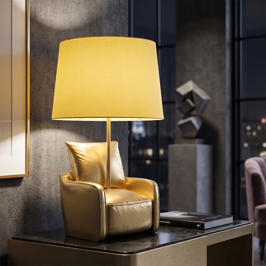 Mauro Ferretti Lampada da Comodino Midcentury Gialla Ø 26 x 46 cm