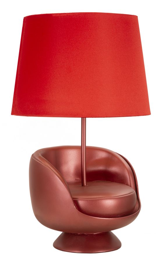 Mauro Ferretti Lampada da Comodino Midcentury Rossa Ø 26 x 43 cm