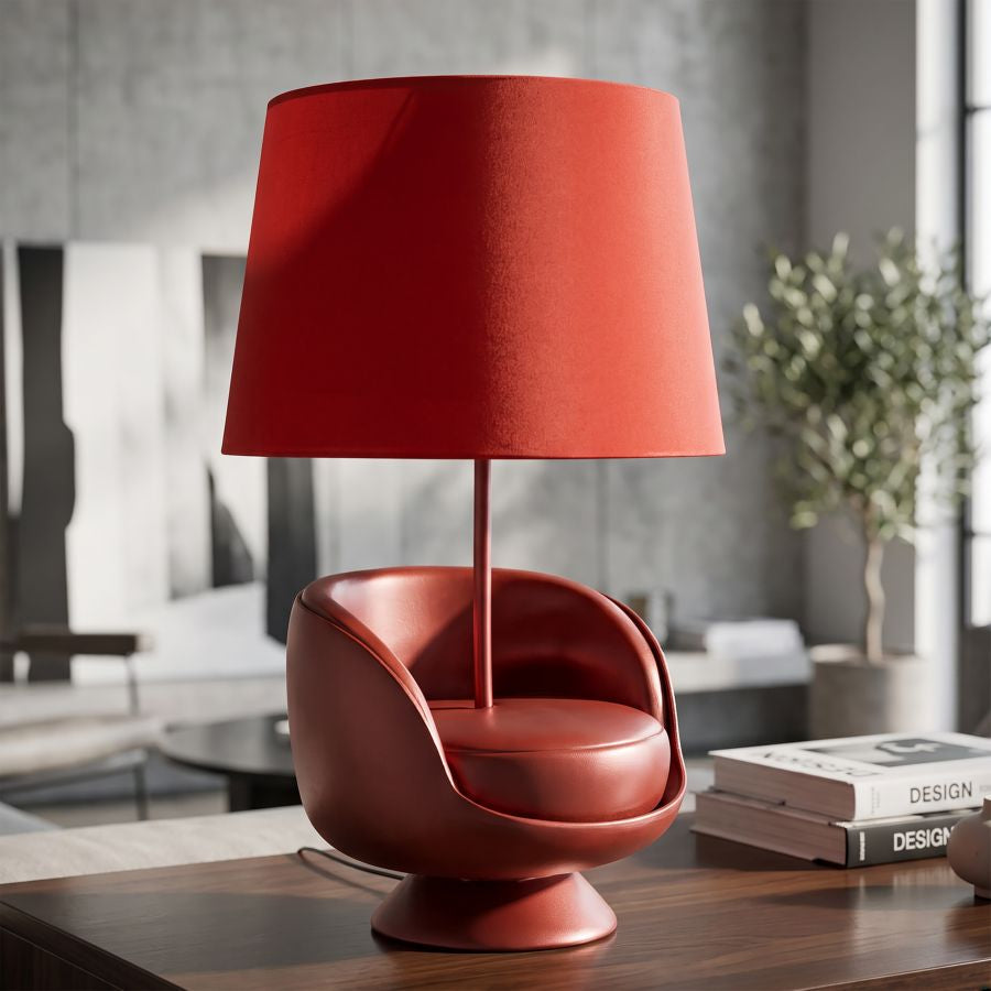 Mauro Ferretti Lampada da Comodino Midcentury Rossa Ø 26 x 43 cm
