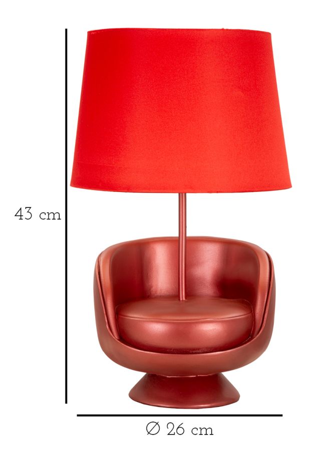 Mauro Ferretti Lampada da Comodino Midcentury Rossa Ø 26 x 43 cm