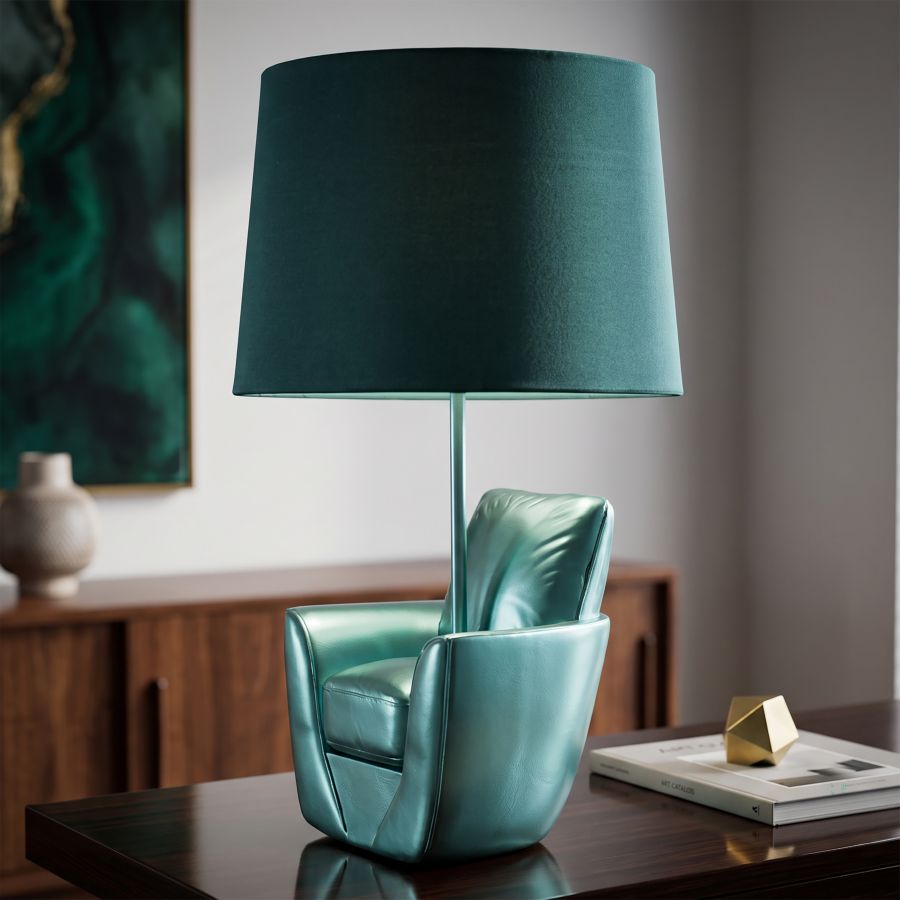 Mauro Ferretti Lampada da Comodino Midcentury Turchese Ø 26 x 43 cm