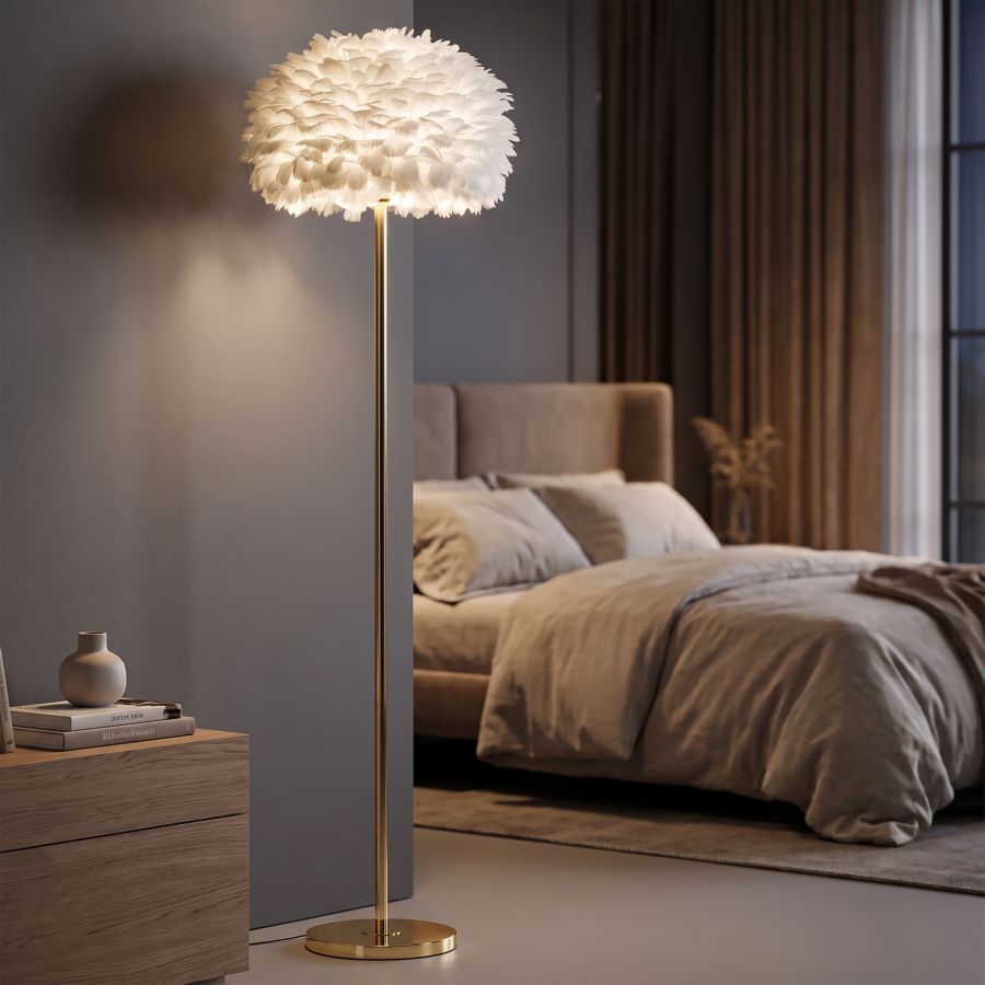 Lampada da terra feathers slim bianca cm ø 43x170