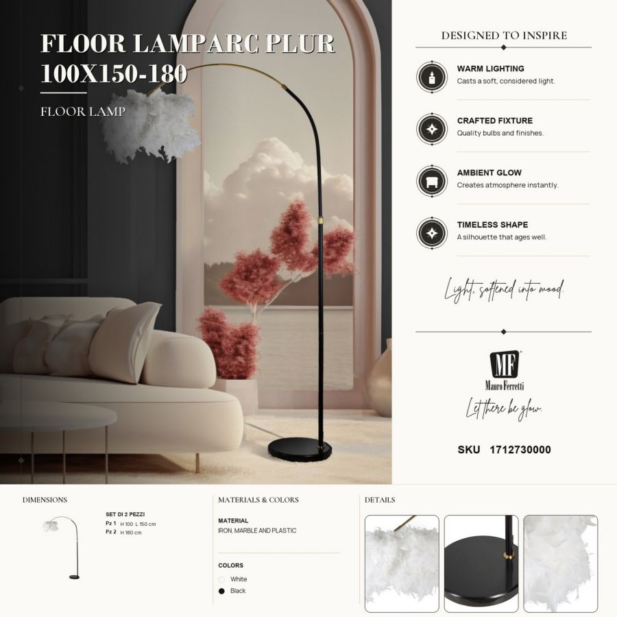 Lampada da terra arc plur cm 100x150-180
