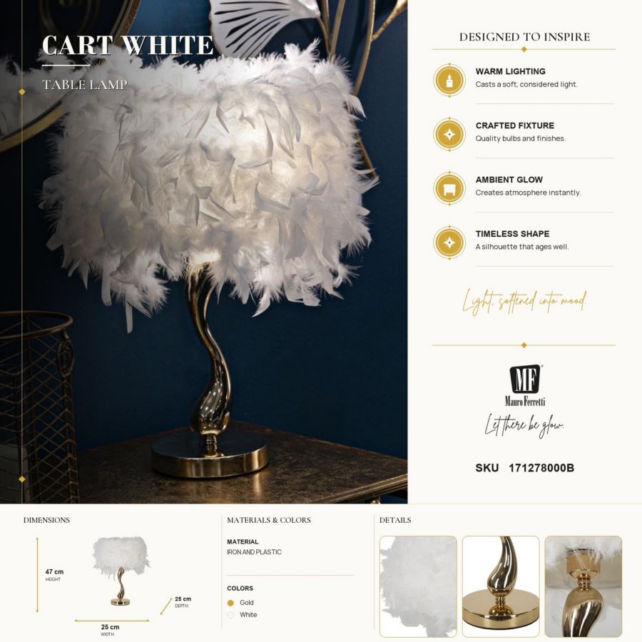 Lampada da tavolo cart bianca cm ø 25x47