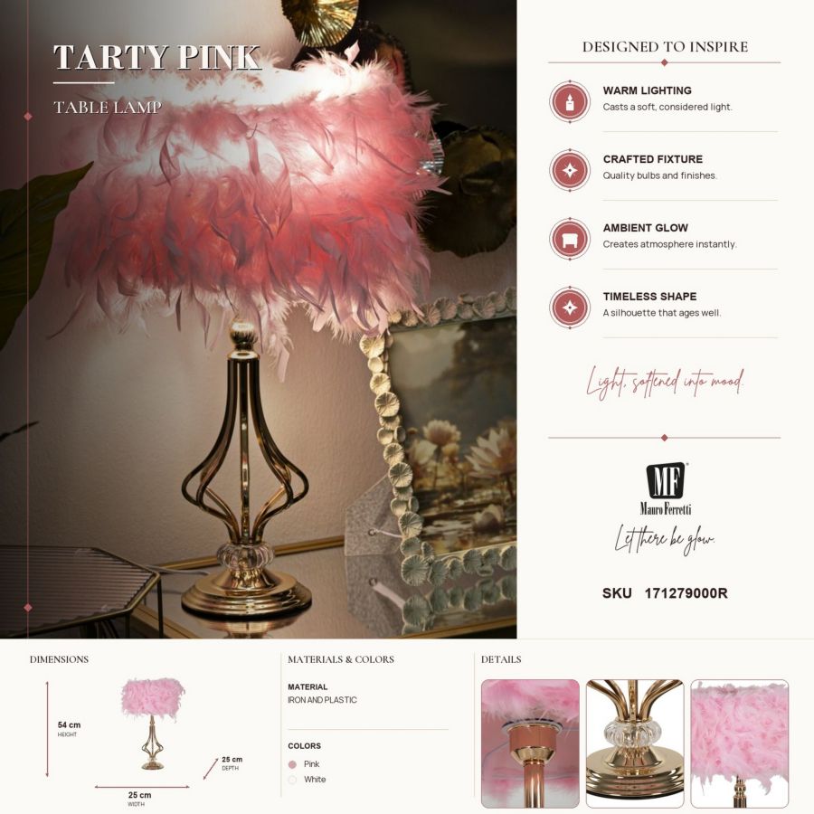 Lampada da tavolo tarty rosa cm ø 25x54