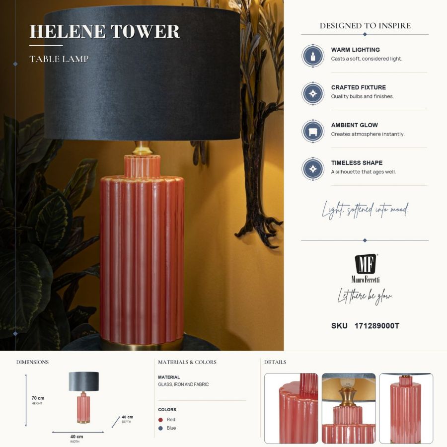 Lampada da tavolo helene tower cm ø40x70
