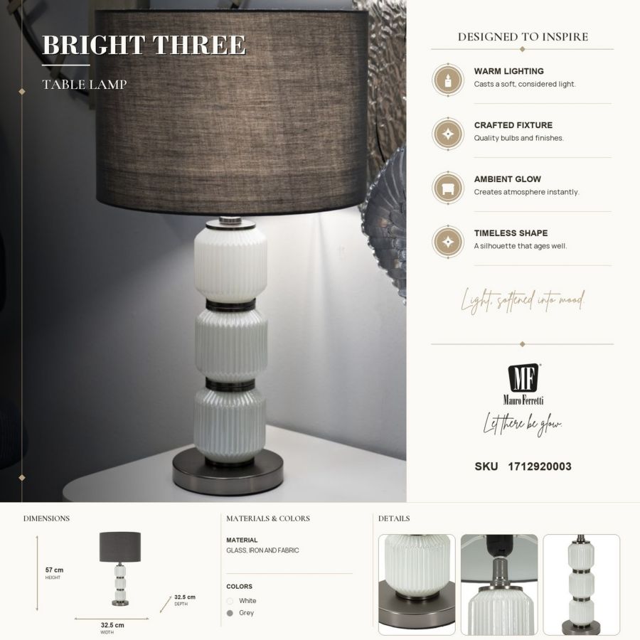 Lampada da tavolo bright three cm ø 32,5x57