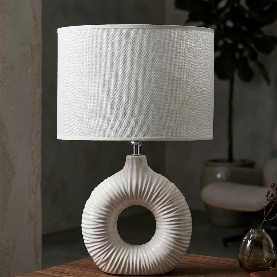 Lampada da tavolo seta bianca cm 28,5x15x43