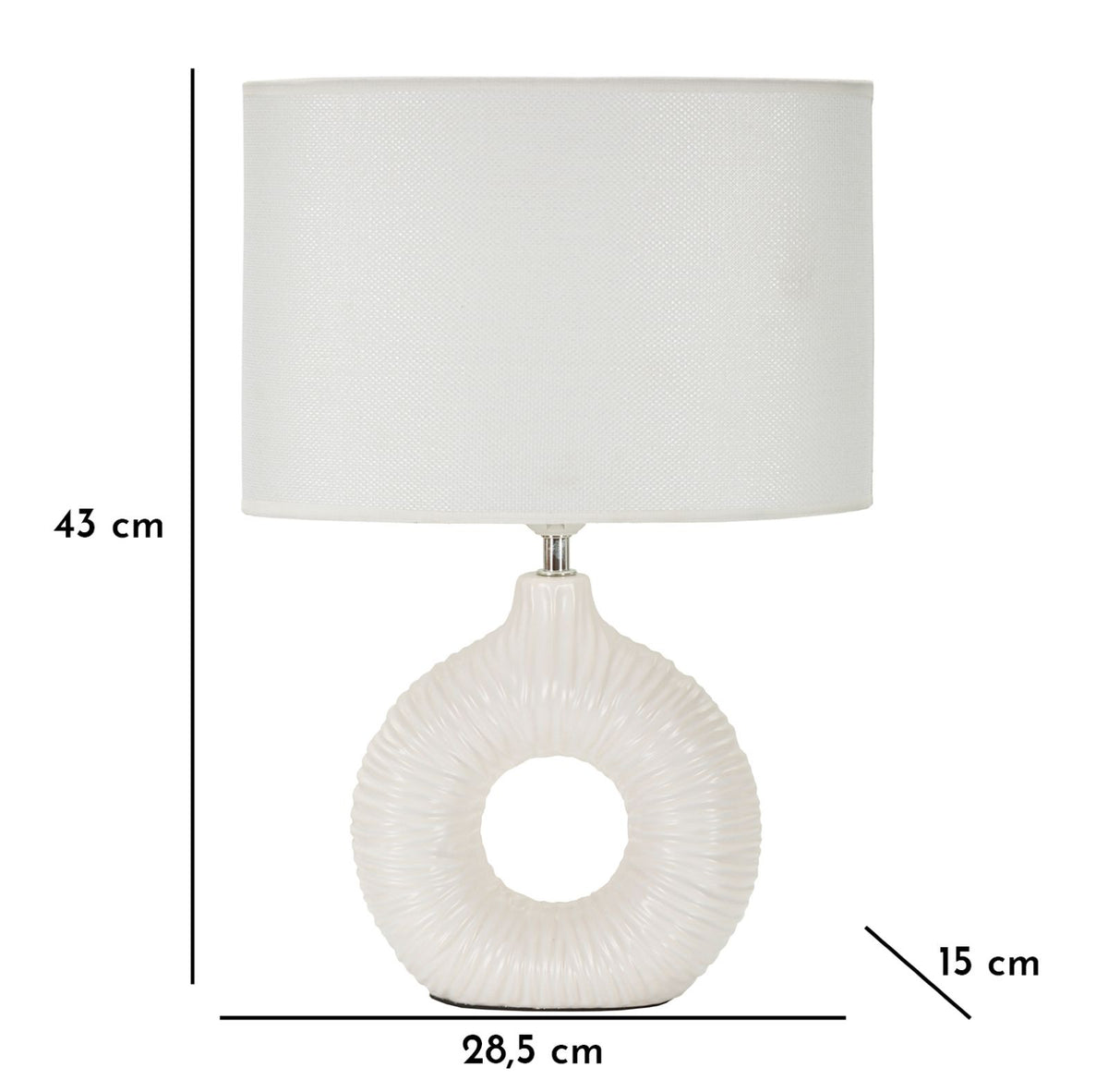 Lampada da tavolo seta bianca cm 28,5x15x43