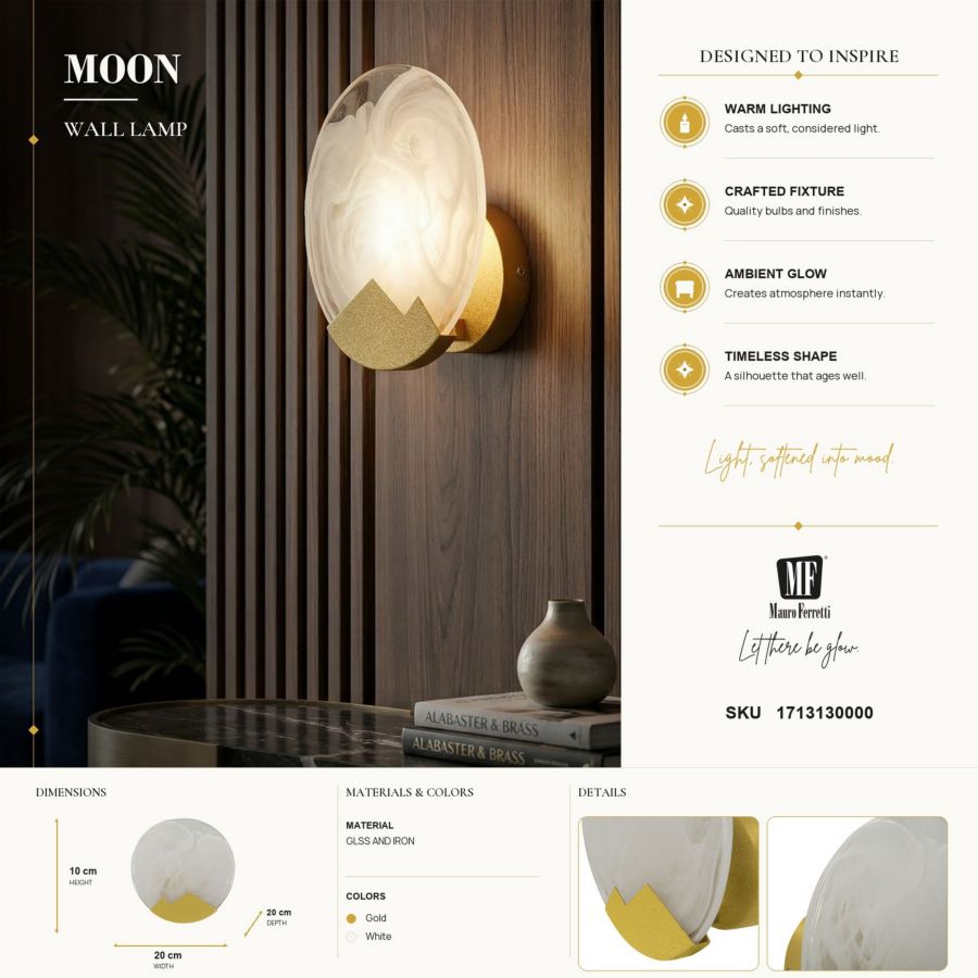 Lampada da muro moon cm ø 20x10