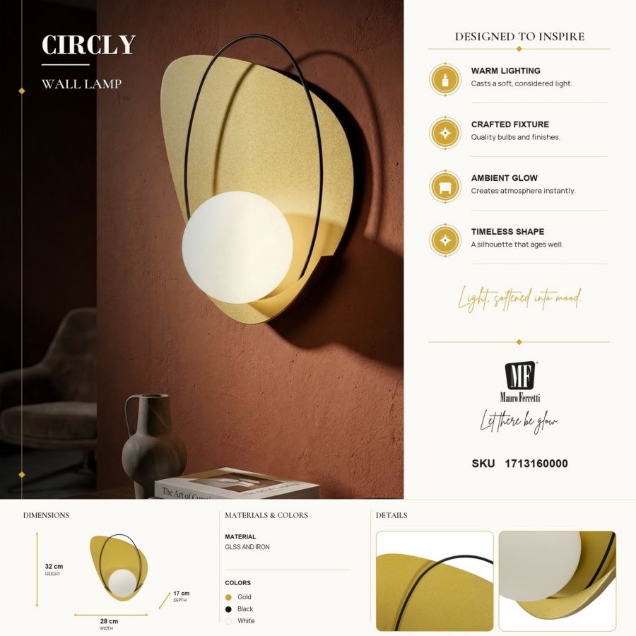 Lampada da muro circly cm 28x17x32