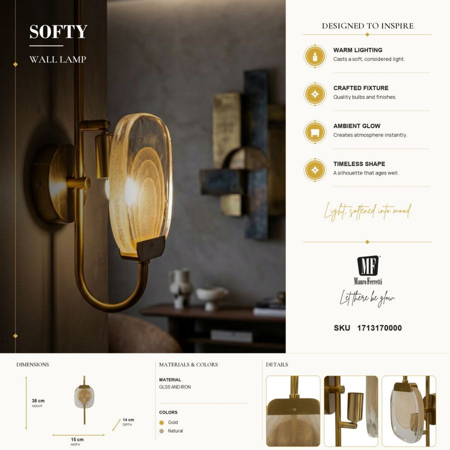 Lampada da muro softy cm 15x14x38