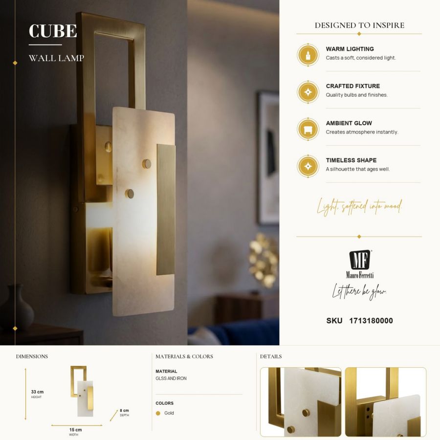 Lampada da muro cube cm 15x8x33