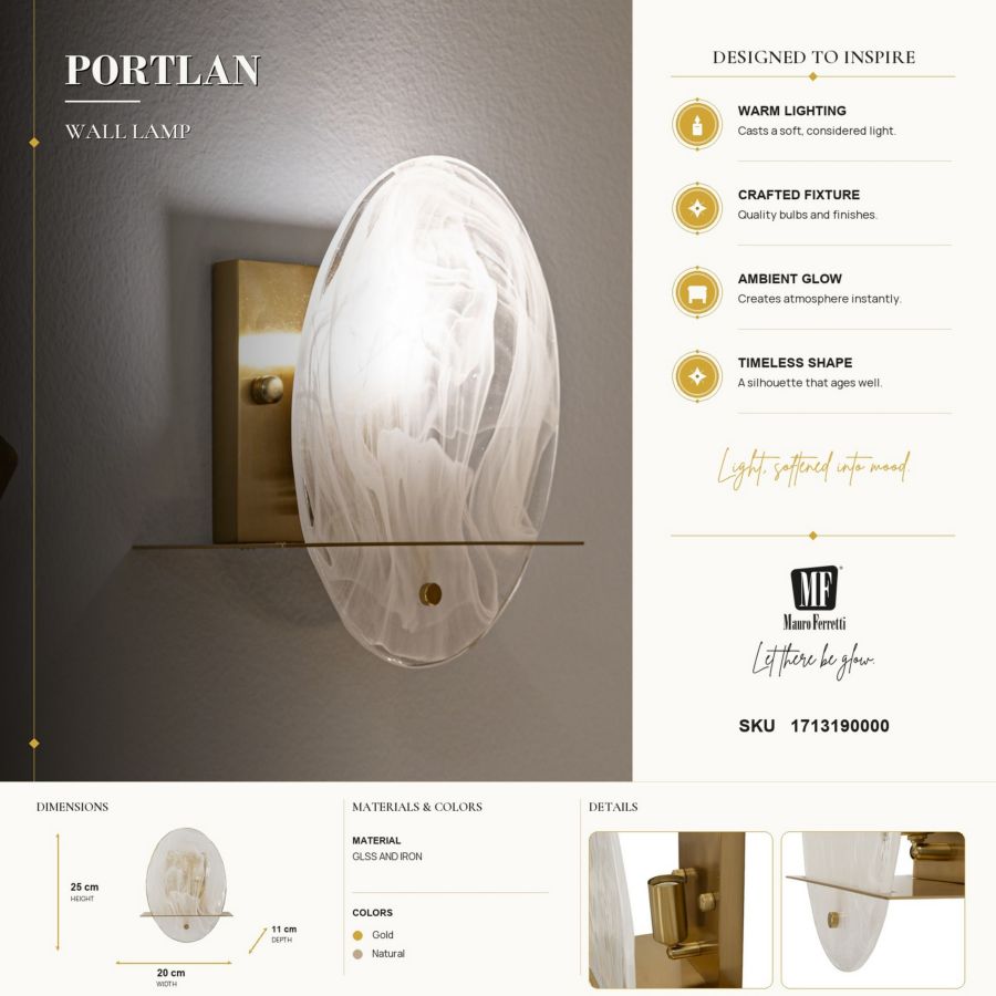 Lampada da muro portlan cm 20x11x25