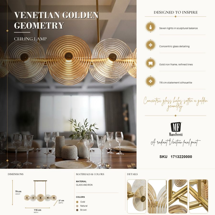 Lampadario venice cm 116x27x79