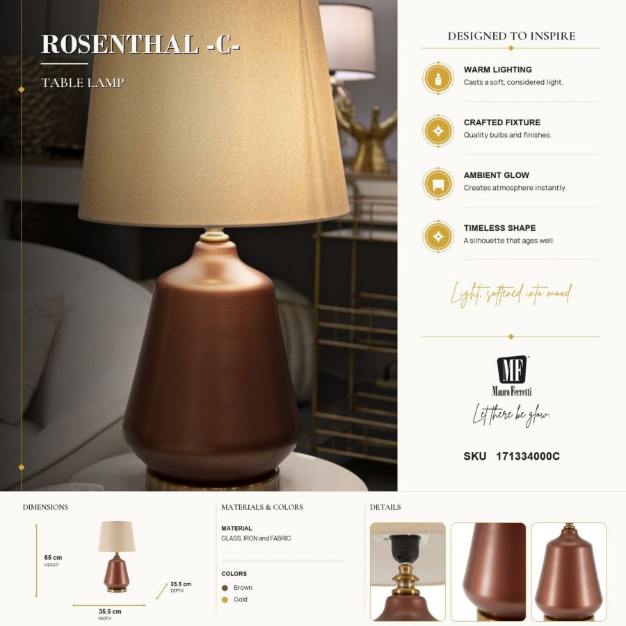 Lampada da tavolo rosenthal -c- cm ø 35,5x65