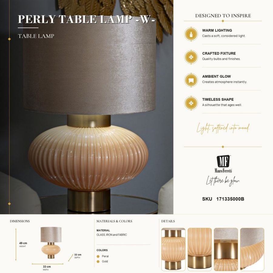 Lampada da tavolo perly -b- cm ø 33x49