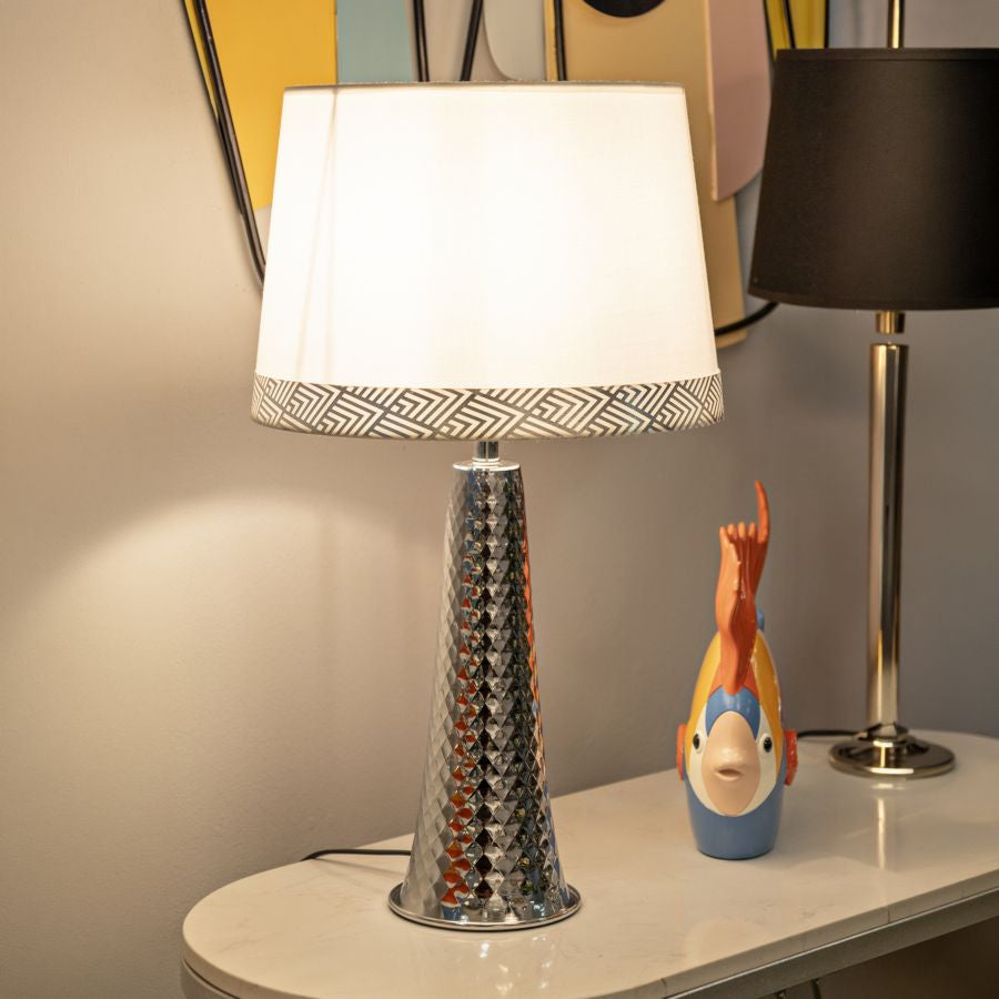 Mauro Ferretti Lampada da Tavolo Tower Argento Ø 30 x 54 cm