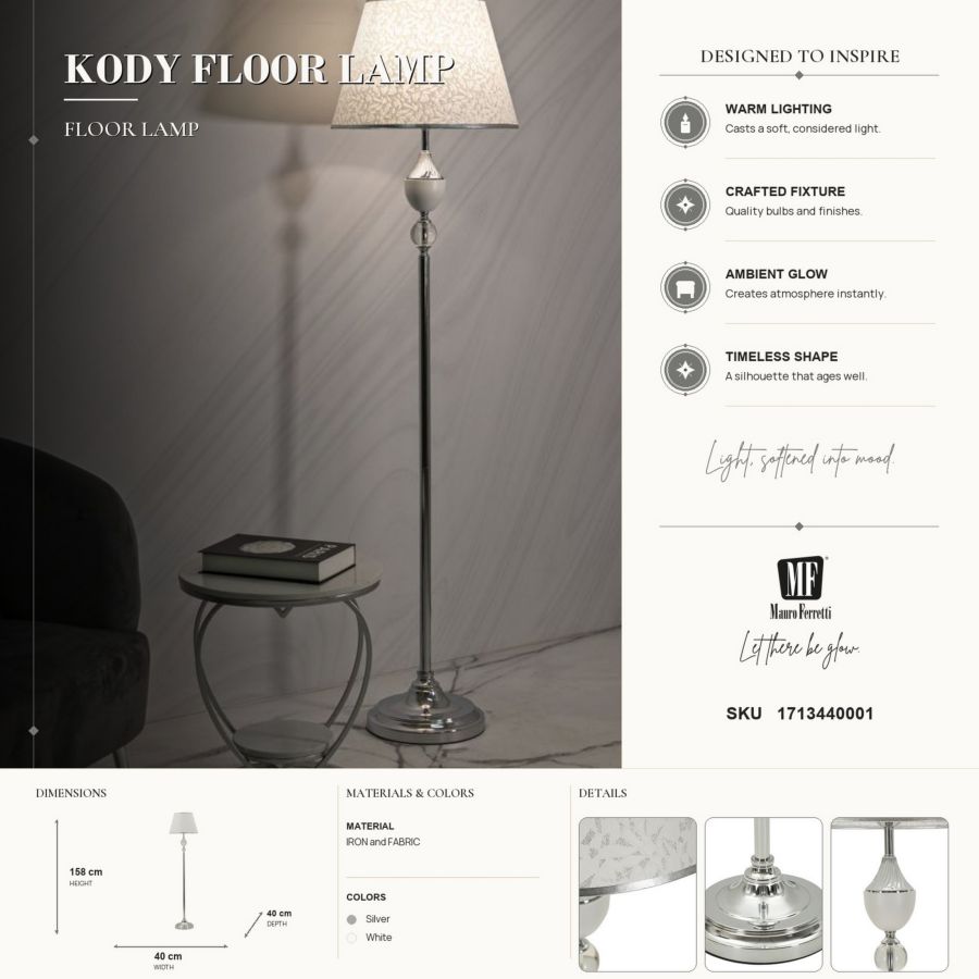 Mauro Ferretti Lampada da Terra Kody Ø 40 x 158 cm