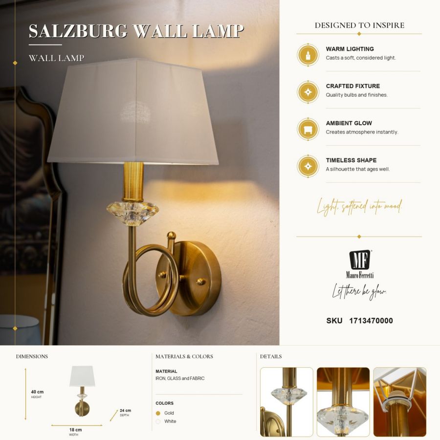 Lampada da muro salisburg cm 18x24x40