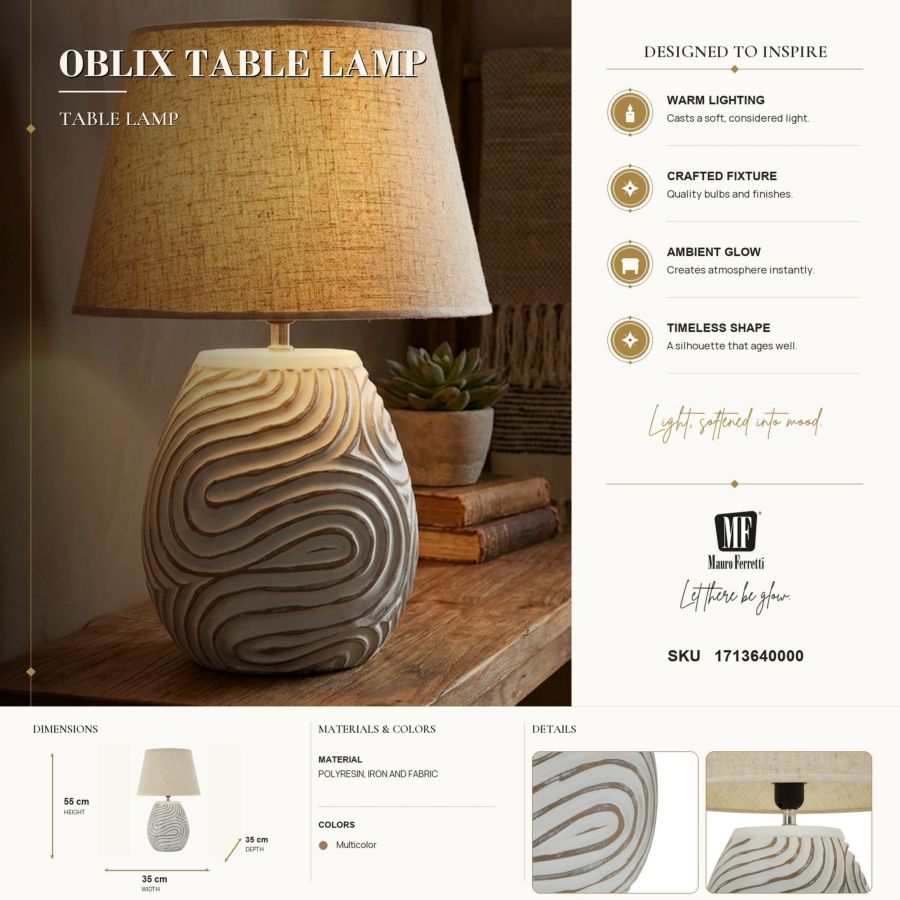 Lampada da tavolo resina oblix cm ø 35x55