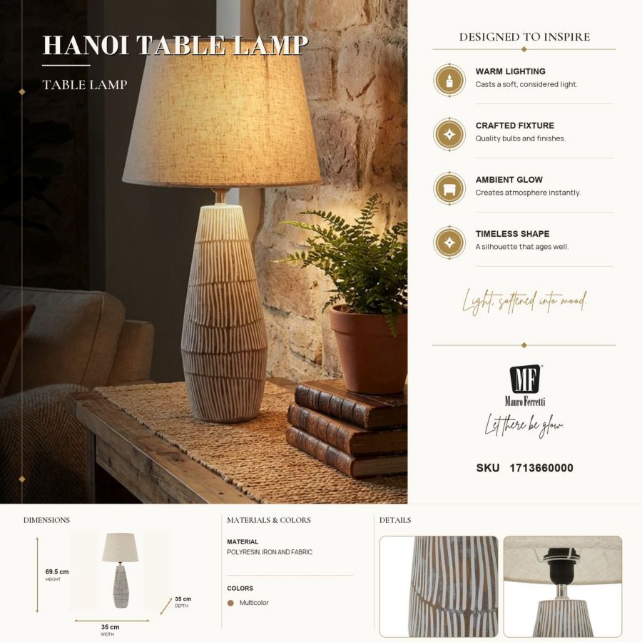 Lampada da tavolo resina hanoi cm ø 35x69,5