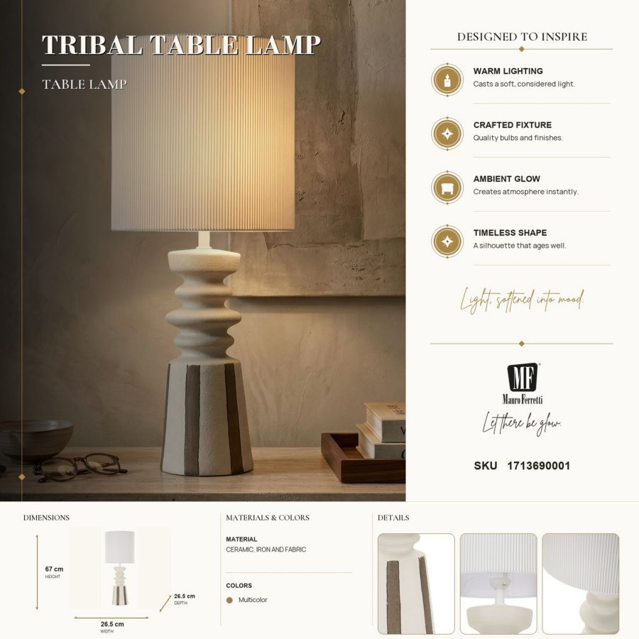 Lampada da tavolo tribal cm ø 26,5x67