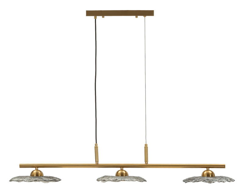 Lampadario emily 3 luci vetro grigio cm 100x24x18