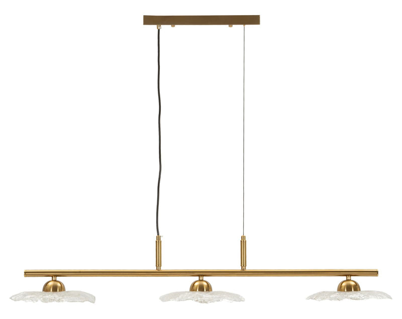 Lampadario emily 3 luci vetro trasparente cm 100x24x18