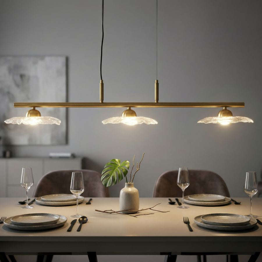 Lampadario emily 3 luci vetro trasparente cm 100x24x18