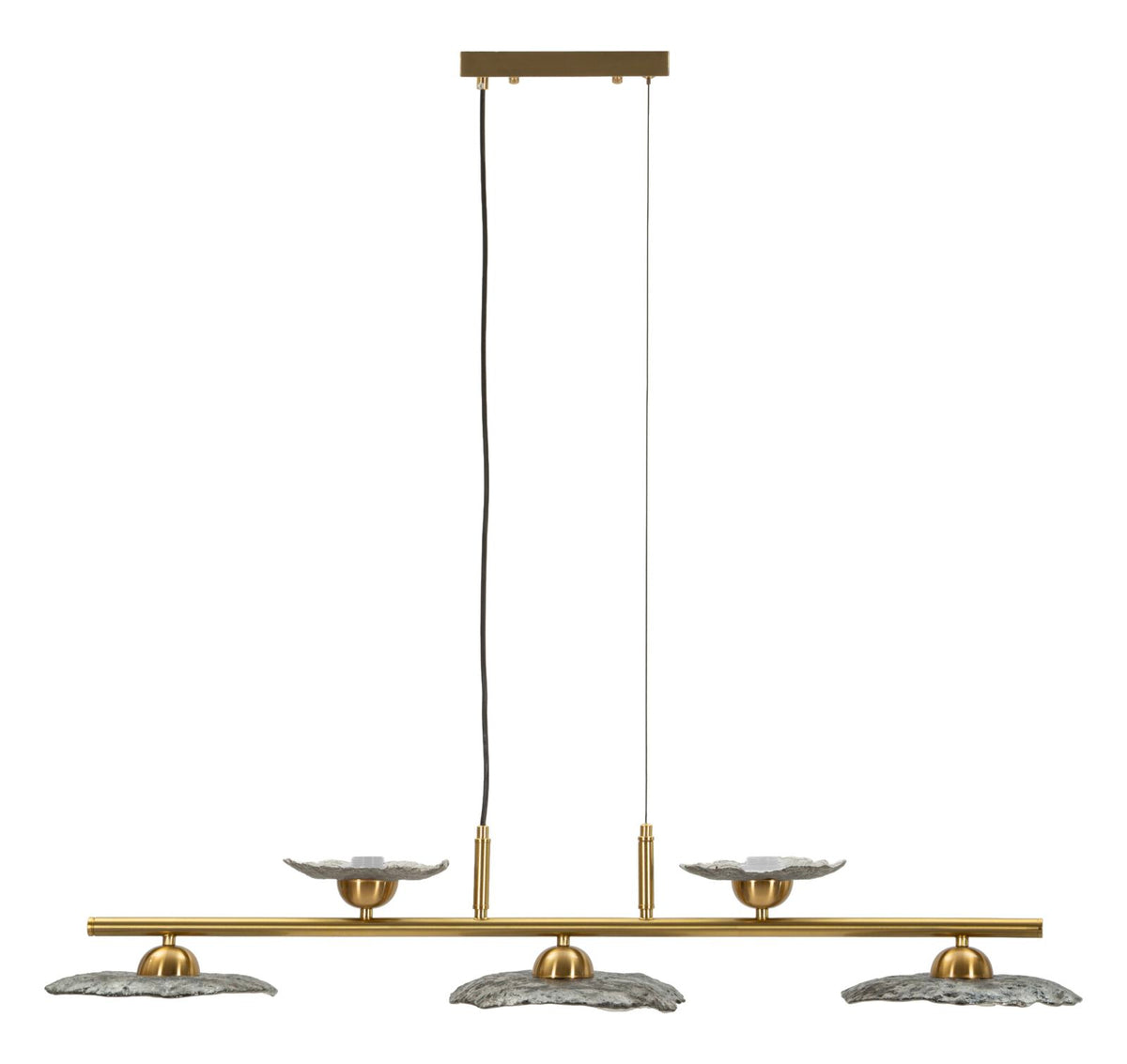 Lampadario emily 5 luci vetro grigio cm 100x24x18