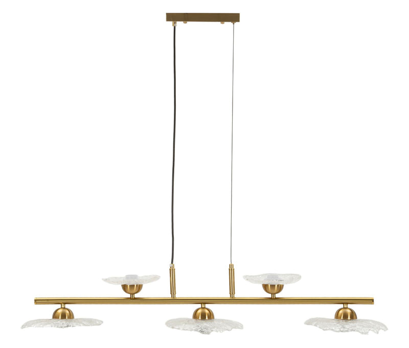Lampadario emily 5 luci vetro trasparente cm 100x24x18