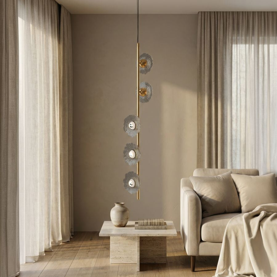 Lampadario emily verticale vetro grigio cm 15x16x110