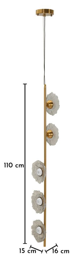 Lampadario emily verticale vetro grigio cm 15x16x110