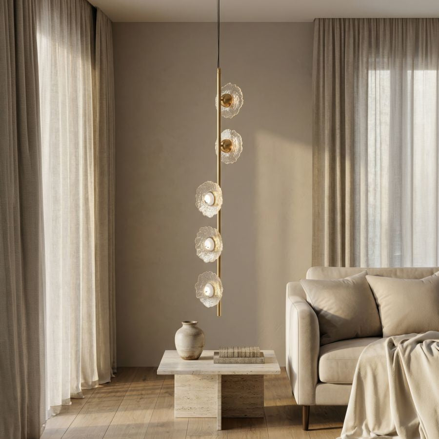 Lampadario emily verticale vetro trasparente cm 15x16x110