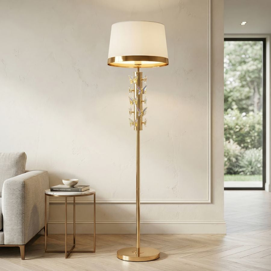 Lampada da terra gold butterfly cm ø 45x157