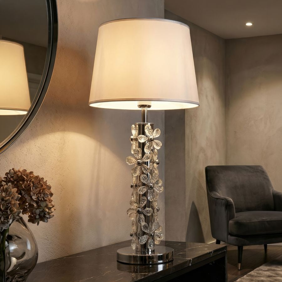 Lampada da tavolo silver flower cm ø 35x74