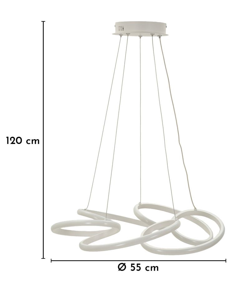 Lampadario LED glovy bianco cm ø 55x120 (luce con 3 temperature di colore)