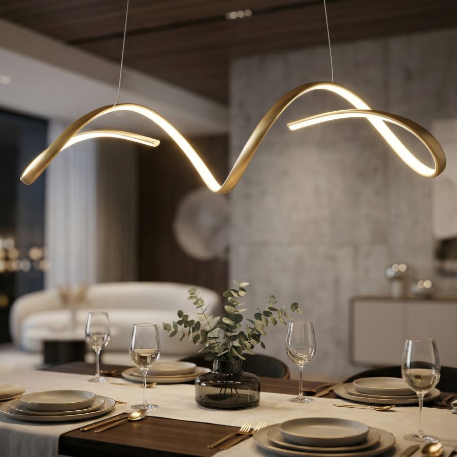Lampadario LED uter oro cm 80x20x120 (luce con 3 temperature di colore)