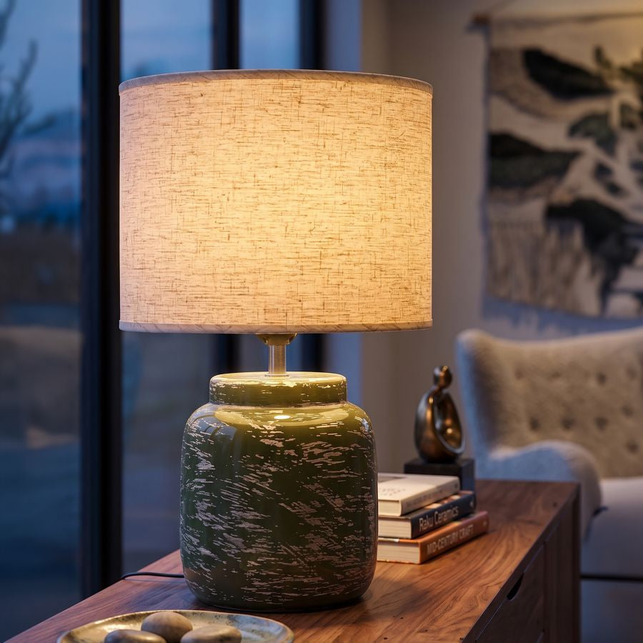 Lampada da tavolo hut verde cm ø 27x47,5