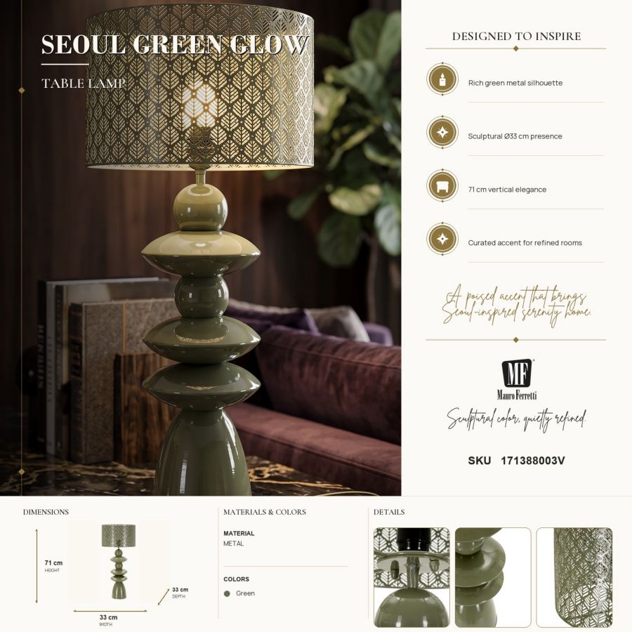 Lampada da tavolo seoul verde cm ø 33x71