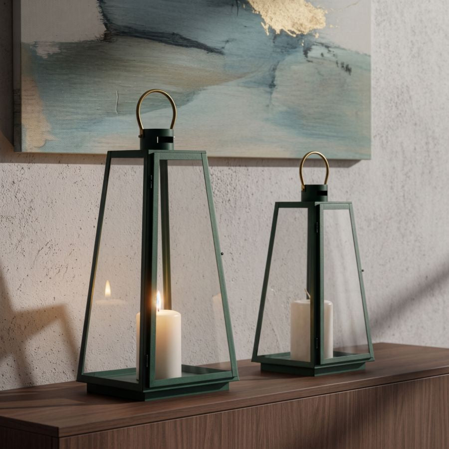 Lanterne grent set 2 pz cm ø 25x25x57-20x20x45