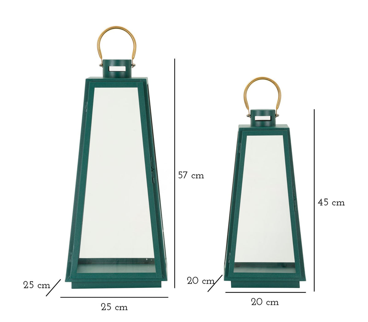 Lanterne grent set 2 pz cm ø 25x25x57-20x20x45
