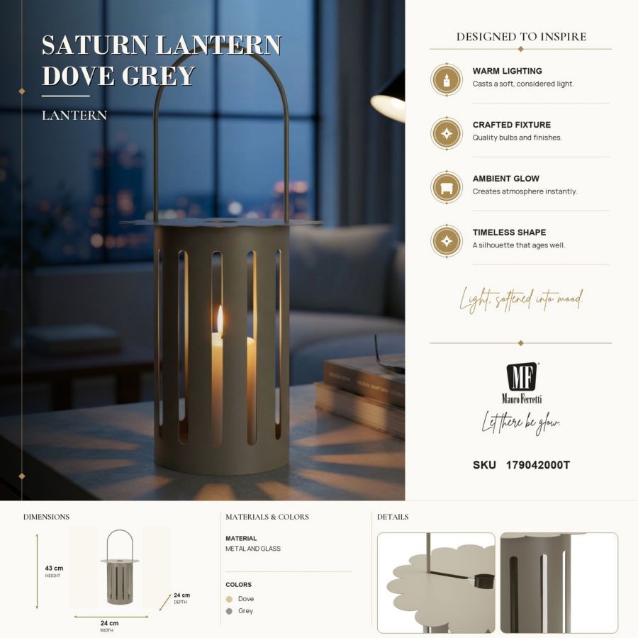 Lanterna saturno tortora cm ø 24x43